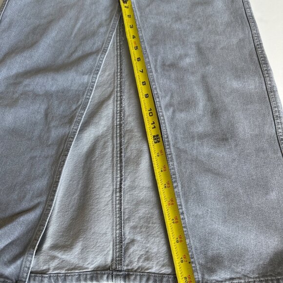 Zara Womens Grey Denim Midi Skirt With Front Slit & Pockets Size S - Picture 7 of 9